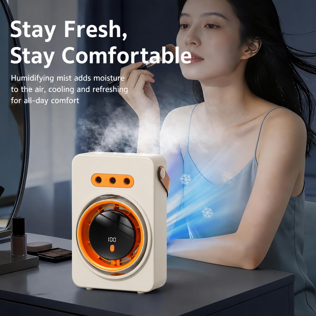2 Pack 3-Hole 2 in 1 Desktop Cooling Humidification Circulating Fan