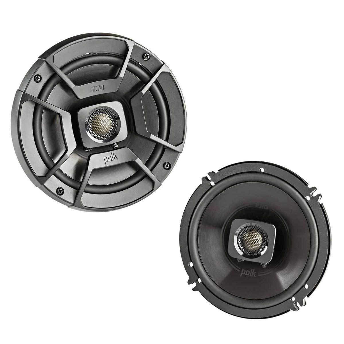 Polk Audio DB652 DB+ Series 6.5 Inch Marine Speakers, 2-Way Coaxial for Car Audio & Boat, 40-22kHz Frequency Response, Polypropylene Woofer Cone, 3/4" Silk Dome Tweeter, Black