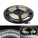 USB LED Strip Light White 5V 5M 300 SMD 3528 with 3M Tape for TV PC Computer Case Back Lighting,Under Counter Light (Non-Waterproof, Cool White