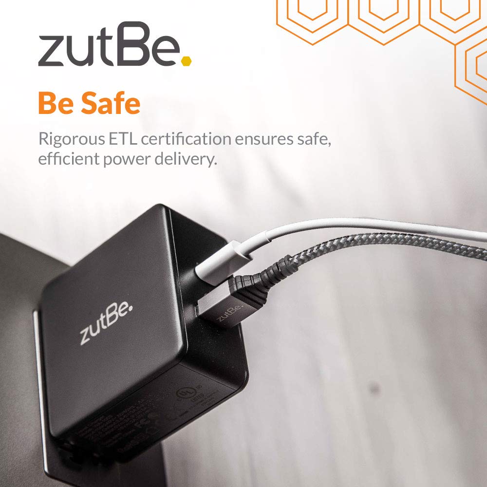 zutBe USB-C PD and USB-A QC 3.0, 48W Foldable Travel Charger for iPhone15 14 13 12 Pro ProMAx iPad Pro Pixel Samsung Galaxy S10 S20 Tab Switch [Be