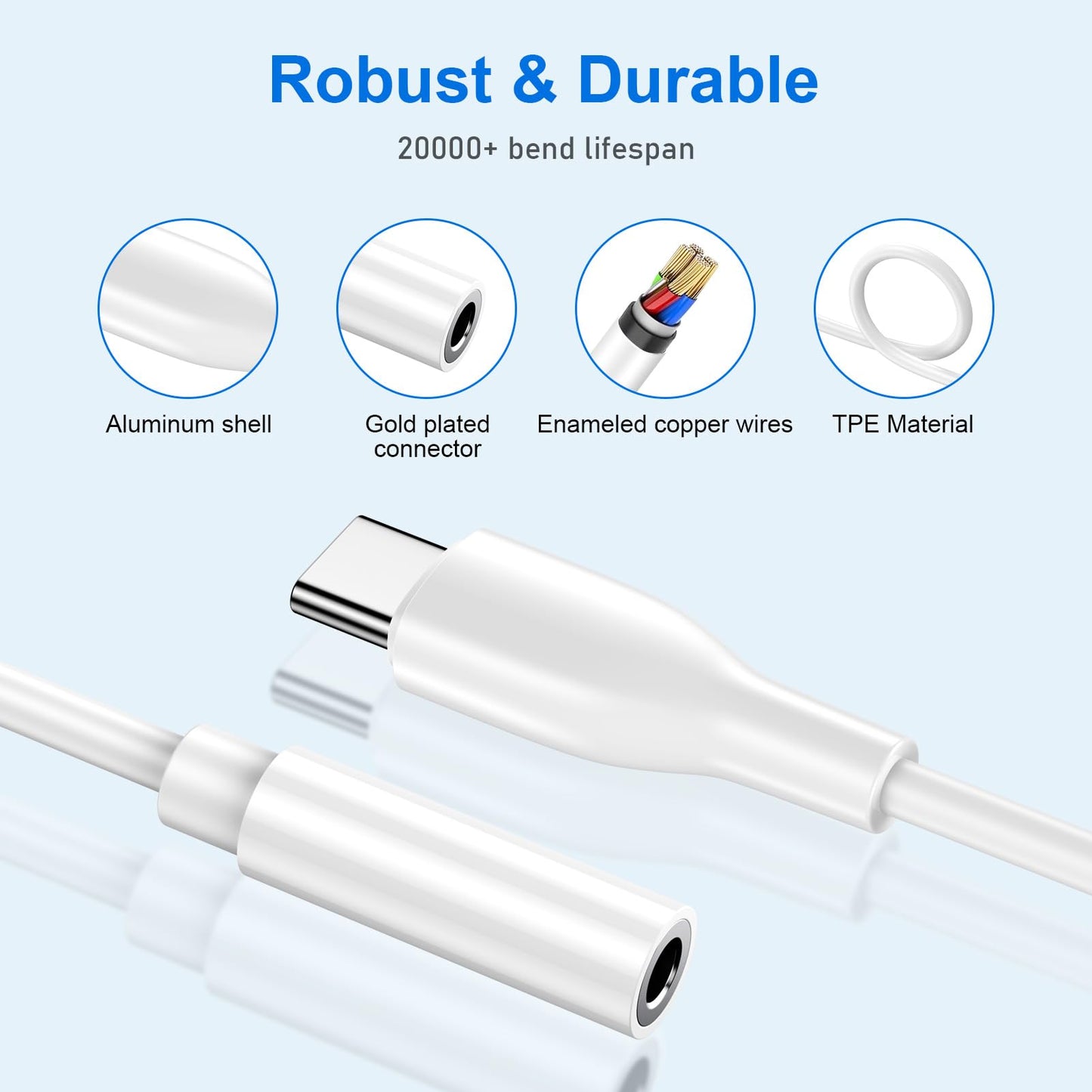 Pixel 10a 9 USB Type C to 3.5mm Headphone Adapter for Google Pixel 10 Pro XL 9a 8,iPhone 17e 16,Samsung USB C to Aux Audio Jack Adapter Dongle Cable