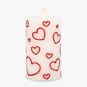 Luminara Debossed Hearts Pillar Candle Metallic Red - Patented Flickering Flameless Technology - Valentine's Day Collection - Remote Ready - 6.5"