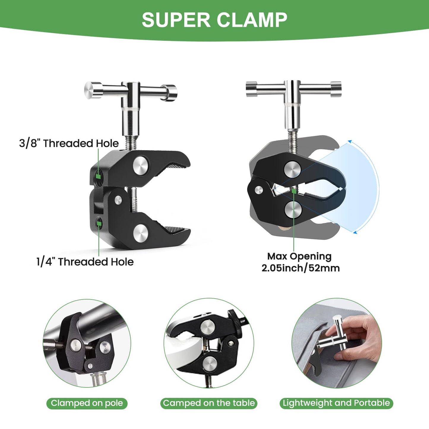 MOKOSE 10 inch Articulating Magic Arm with Super Clamp and Wall Mount Base,Friction Arm Mount for LCD Monitor LED Light Camera Rig