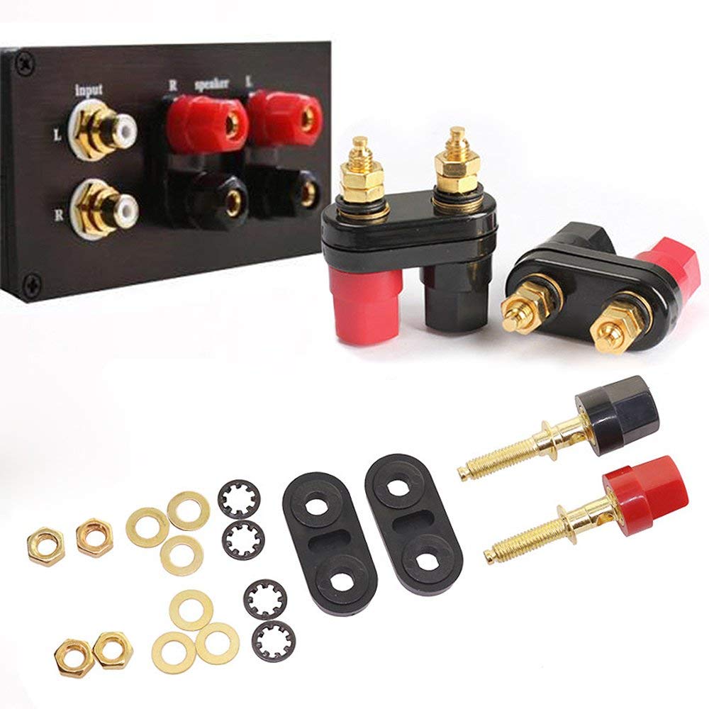 bnafes 4Pcs Banana Plug Jack Female Socket Gold Plated Terminal Binding Post Dual 4mm Banana Plugs Connector for Speaker Amplifier Terminal