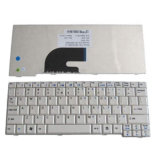 YUHUAI Laptop Replacement Keyboard Fit Acer Aspire ZG5 ZG8 ZA8 D150 D210 D250 EM250 KAV10 KAV60 US Layout (White)