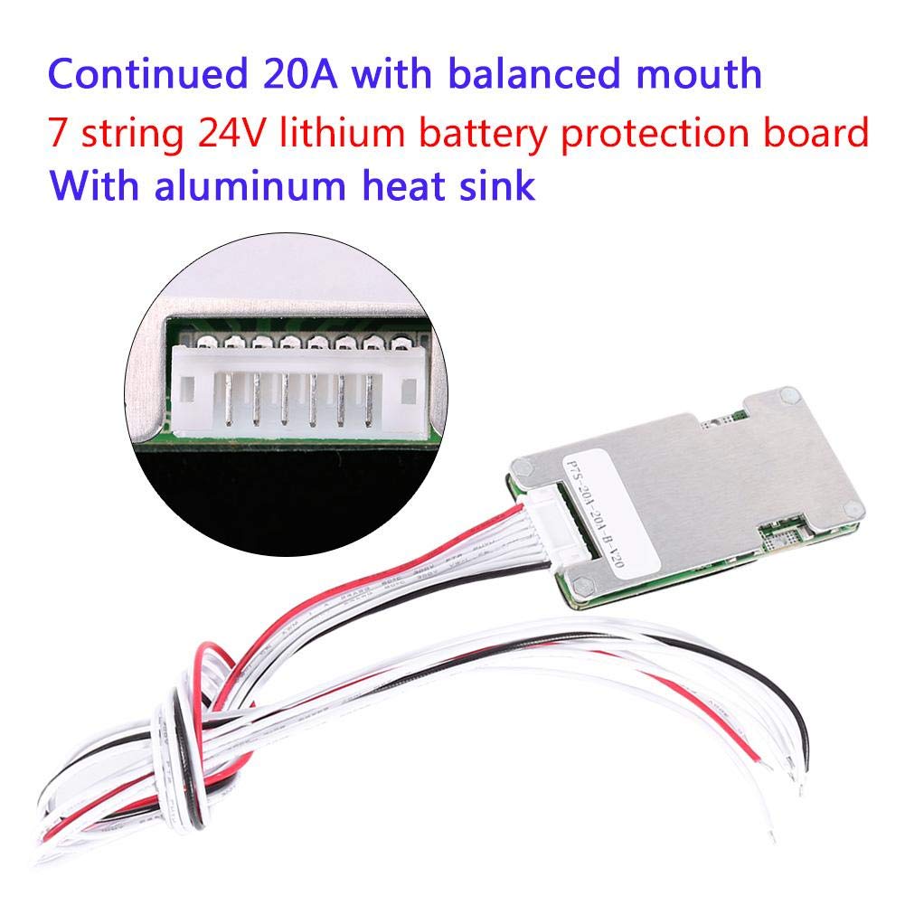 Yanmis 24V 20A 7S Lithium Battery Board with Balancing Function, Micro SATA Plug, Grey