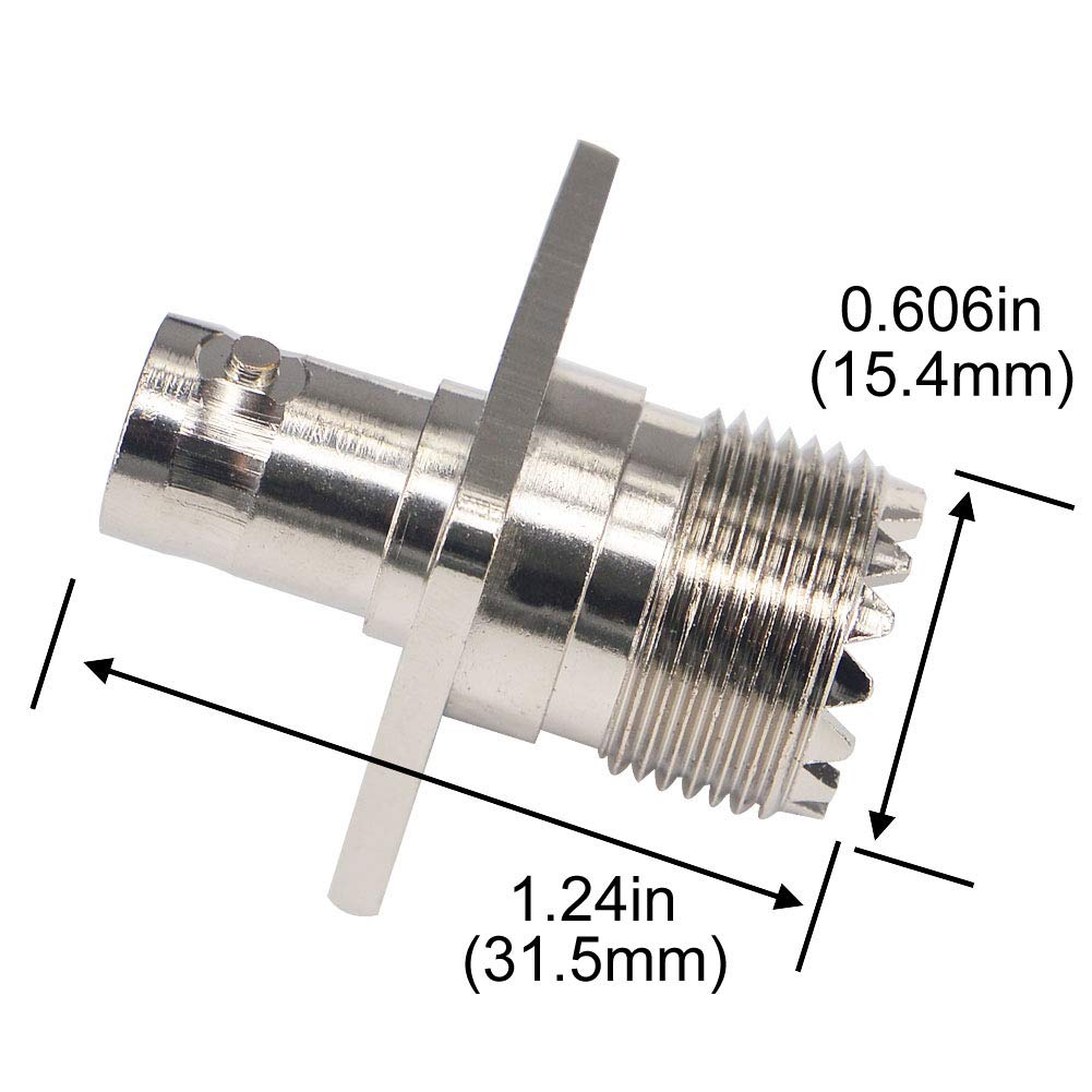 Boobrie BNC Female to UHF Female SO239 4 Hole Flange Panel Mount Connector RF Coax Adapter Female to Female Coaxial Cable Connector BNC Jack to UHF