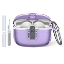 Transparent TPU Protective Cover with Carabiner for JBL Vibe Beam 2 Charging Case, Compatible with JBL Vibe 200TWS/JBL Vibe Beam/Beam 2 Lock Clip Case