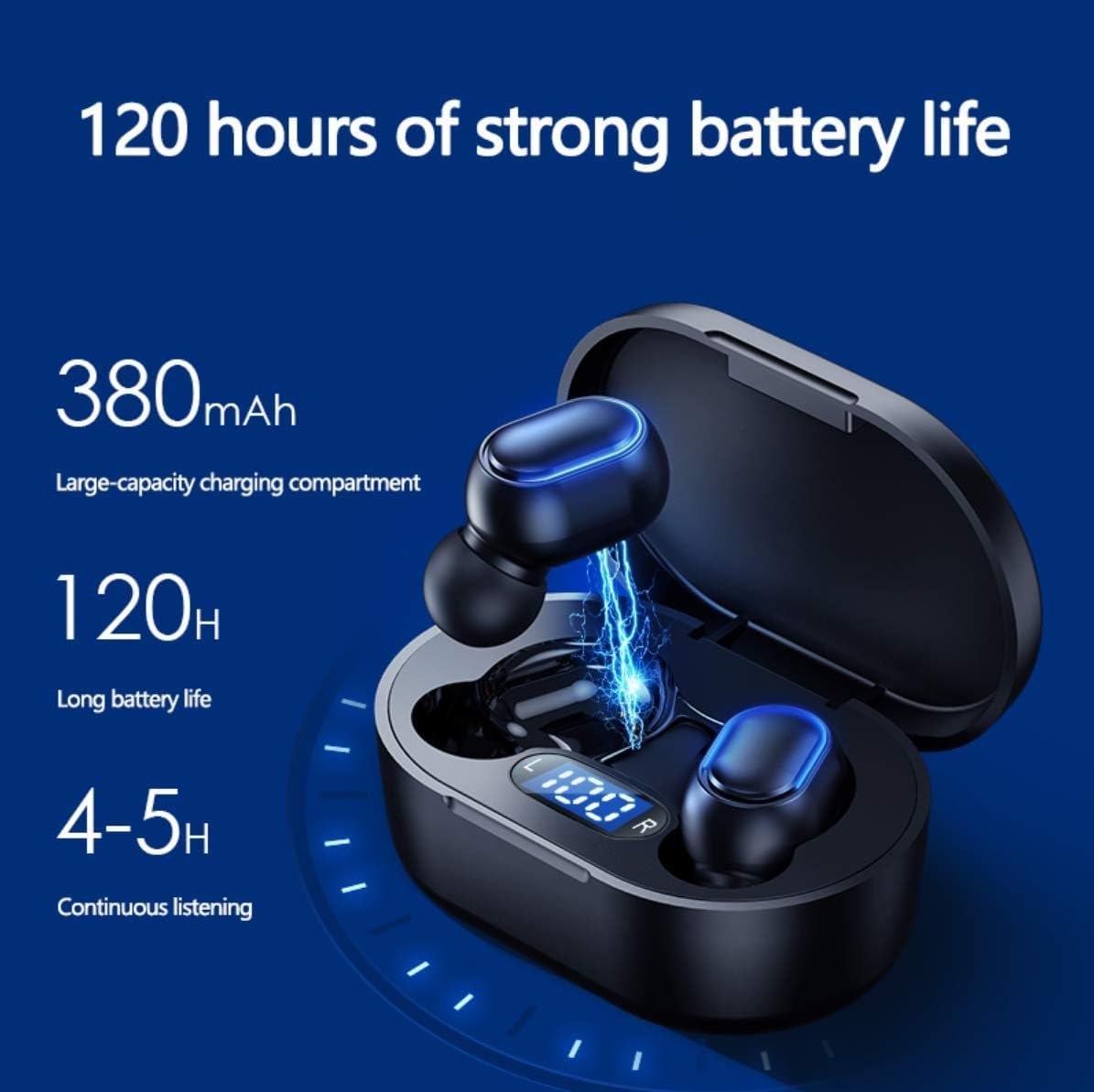 CAGPMEOL Wireless Headphones, True Wireless Earbuds with Led Display Charging Case, HD HiFi Stereo, Smart Control, Built-in Mic, IPX7 Waterproof