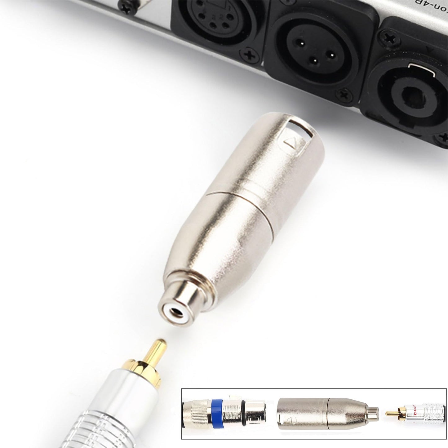 tisino Female RCA to XLR Male Adapter, XLR to RCA Converter Gender Changer Audio Coupler Connector - 2 Pack