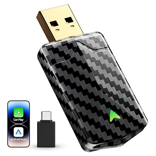 Wireless CarPlay & Android Auto Adapter, Convert Wired to Wireless, Fast Auto Connect and No Lag, Plug & Play USB with Gold-Plated Connector, Carbon