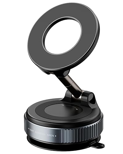 MARUVI Vacuum Magnetic Phone Holder for Car,2800gf Strong Magnetic Phone Mount,360° Adjustable & Reinforced Suction Cup for Dashboard/Mirror,Car Phone