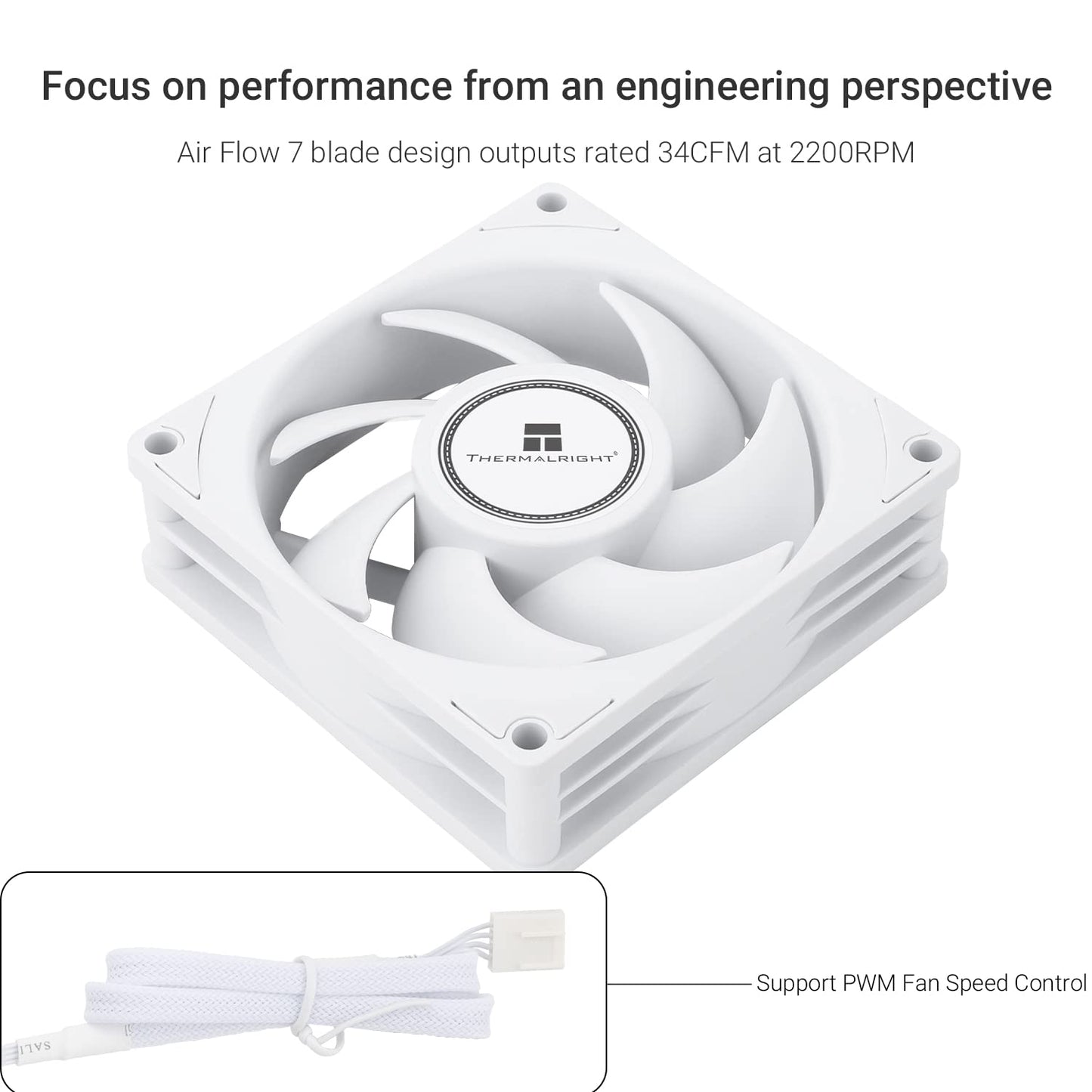 Thermalright TL-B8W CPU Fan, Computer Case Cooling Quiet 4pin PWM Fan, 80mm Silent PC Cooling, wtih 2200RPM Speed, Low Noise 24dba, Desktop CPU
