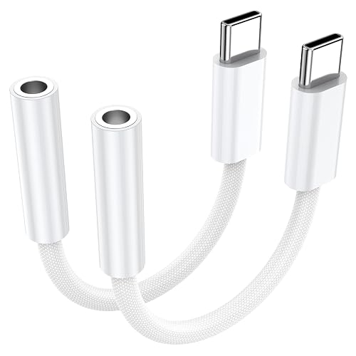 KAYQINHO 2 Pack USB C to 3.5 mm Jack Adapter, 3.5mm 1/8 Inch Aux to USB C Audio Headphone Jack Adapter Compatible with iPhone 17/16/15, iPad Pro