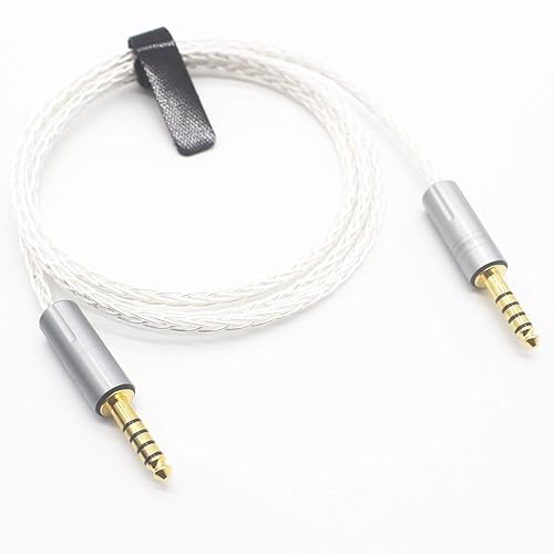 Youkamoo 4.4mm Male to Male Balanced 5 Pole 8 Core Silver Plated Headphone Adapters Cable Silver Plated Aux Cable 1m