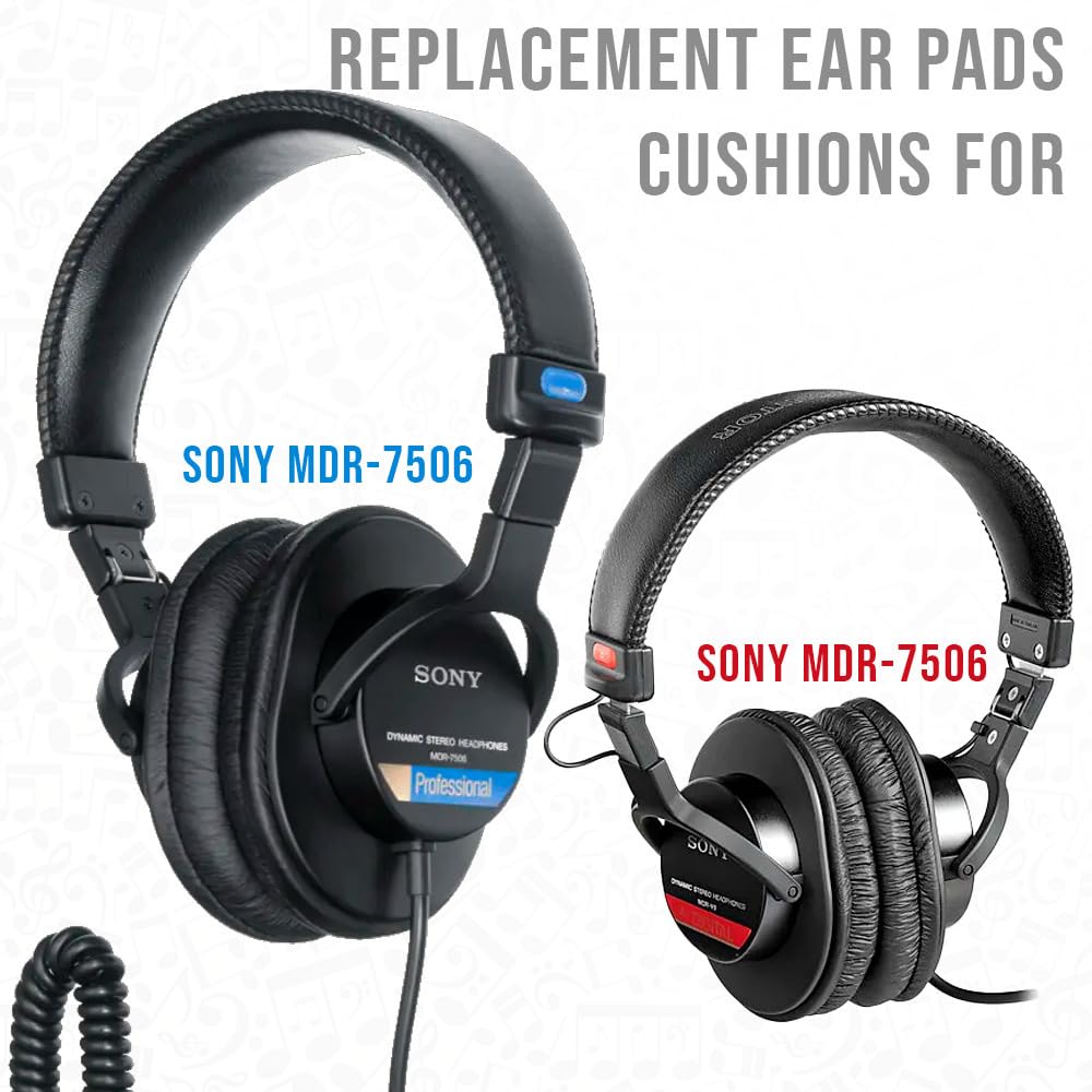 Genuine Replacement Ear Pads cushions for SONY MDR-7506, MDR-V6, MDR-V7, MDR-CD900ST Headphones - 1 pair (2 pieces)