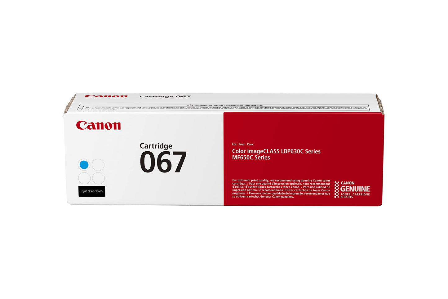 Canon Genuine 067 Cyan Toner Cartridge Compatible with LBP633Cdw, LBP632Cdw, MF652Cdw, MF653Cdw, MF654Cdw, MF656Cdw