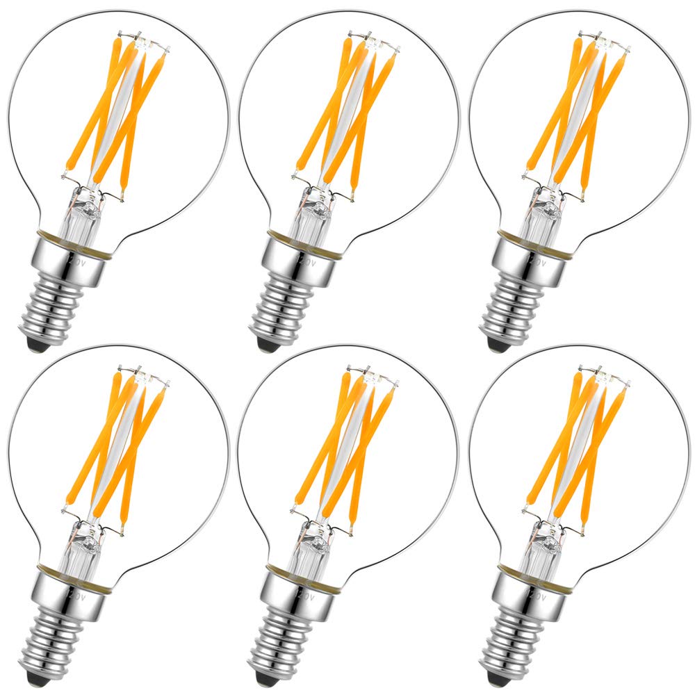LiteHistory G16.5 E12 Candelabra Bulb 40 watt,Warm Light Bulbs,2700K,6Pack