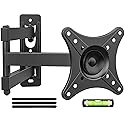 USX MOUNT Full Motion TV Wall Mount - Universal Single Stud Corner Bracket for 13-32 inch TVs, Monitor Wall Mount for LCD Monitor Swivel Tilt Rotation
