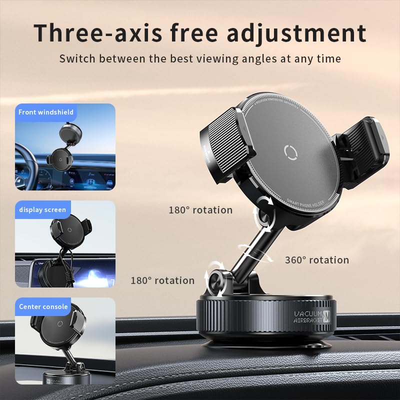 Autaabb 360° Nano Gel Suction Cup Phone Mount - Ultra-Strong Universal Car Dashboard Cell Phone Holder, Hands-Free Vacuum Bracket for Car, Gym, Mirror