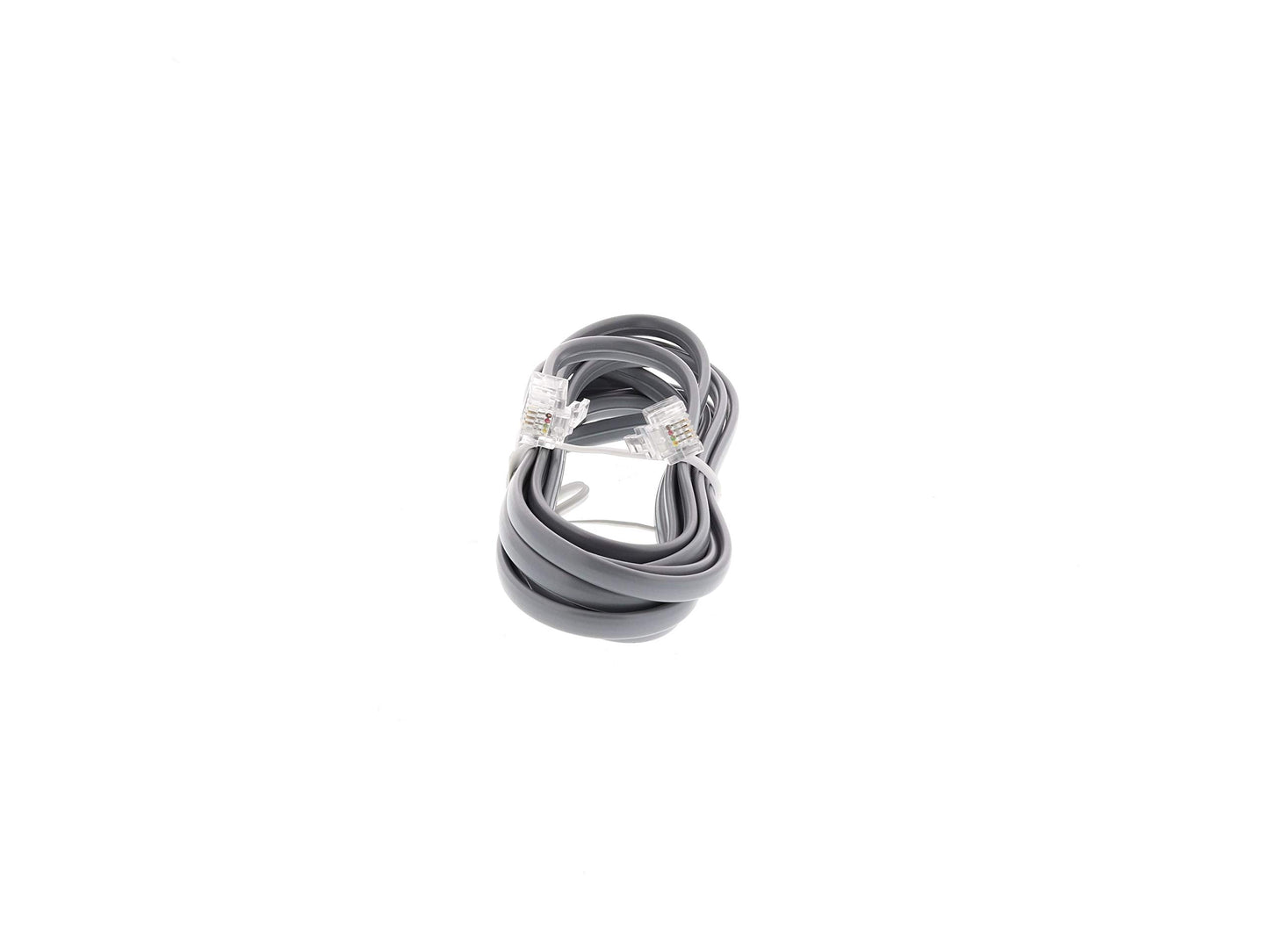 Networx® 7 Foot RJ11 Telephone Extension Cord - 6P4C Reverse Pinout - Silver Satin Landline Cable for Voice, Fax, DSL Modem