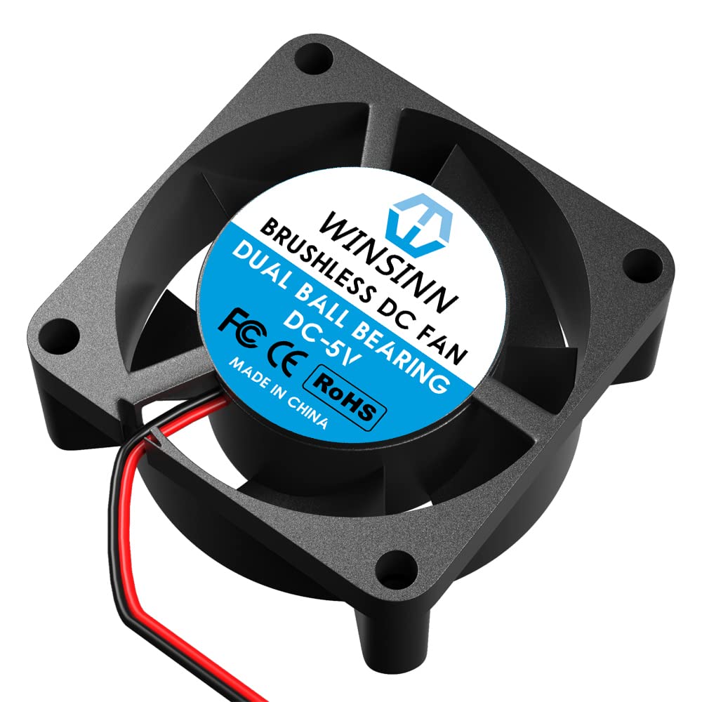 WINSINN DC 25mm Fan 5V 2510 Dual Ball Bearing Brushless Cooling 25mmx10mm 2PIN (Pack of 5Pcs)
