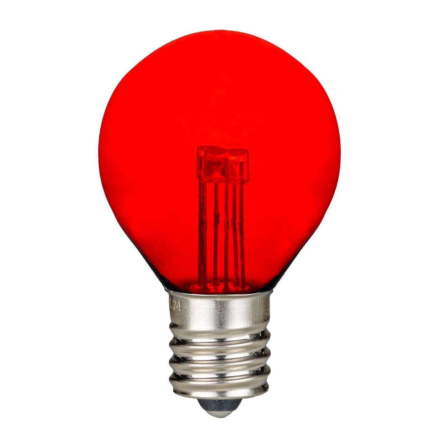Novelty Lights 25 Pack G30 Glass LED Globe Bulbs, Red, E12 Candelabra Base