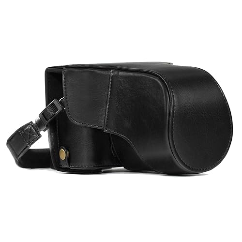 MegaGear MG981 Ever Ready Leather Camera Case and Strap for Fujifilm X-T30, X-T20, X-T10 (16-50mm / 18-55mm Lenses) - Black