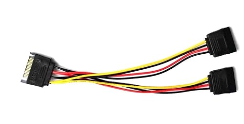 Gametown Replacement 15 Pin SATA Male to 2 SATA Splitter Female Power Extension Cable Cord