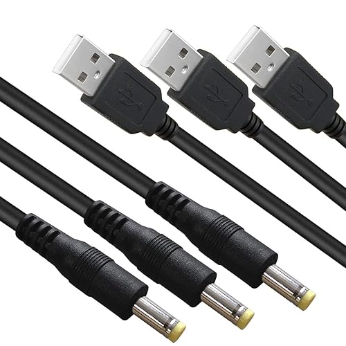 SIOCEN 3 Packs 4FT USB 2.0 A Male to DC 4.0mm x 1.7mm 5 Volt DC Barrel Jack Power Cable,DC 5V Power Plug Connector Charger Cord for Sony PSP 3000 2000