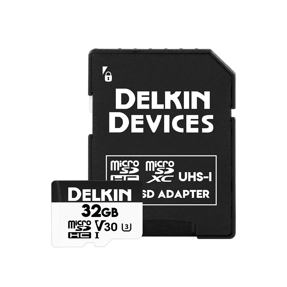 Delkin Devices Hyperspeed 32GB Micro SD Card with Adapter - 100MB/s Read, UHS-I (U3, V30), 4K & Full HD for Smartphones, Tablets, GoPro, and Dash Cam