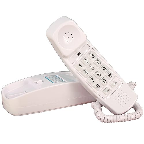 Trimline Corded Telephone - Design from 60s with Modern Electronics (White)