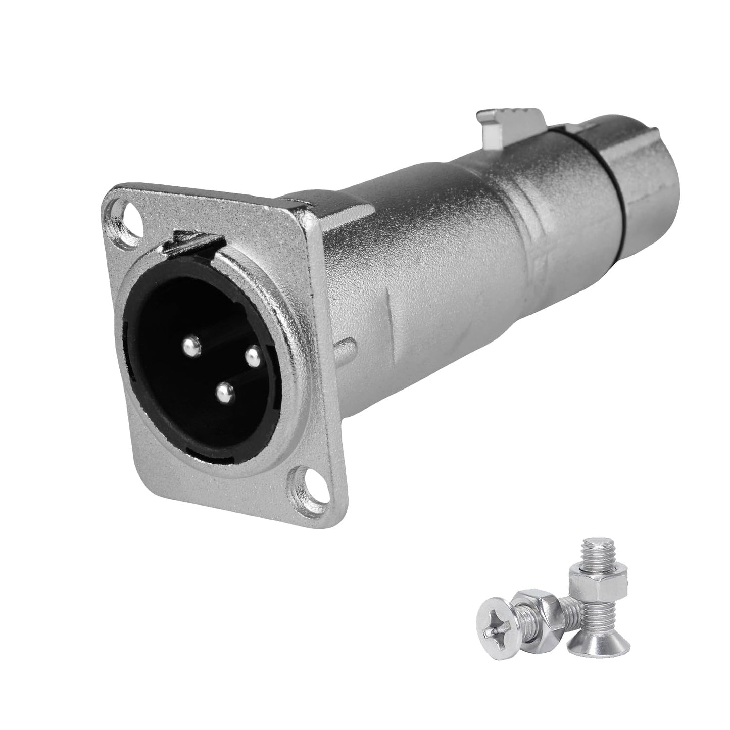 3-Pin XLR Male to Female Panel Mount Connector - Durable Microphone Adapter Coupler with Feedthrough Mount Socket, Ideal for Mixers and Audio Devices