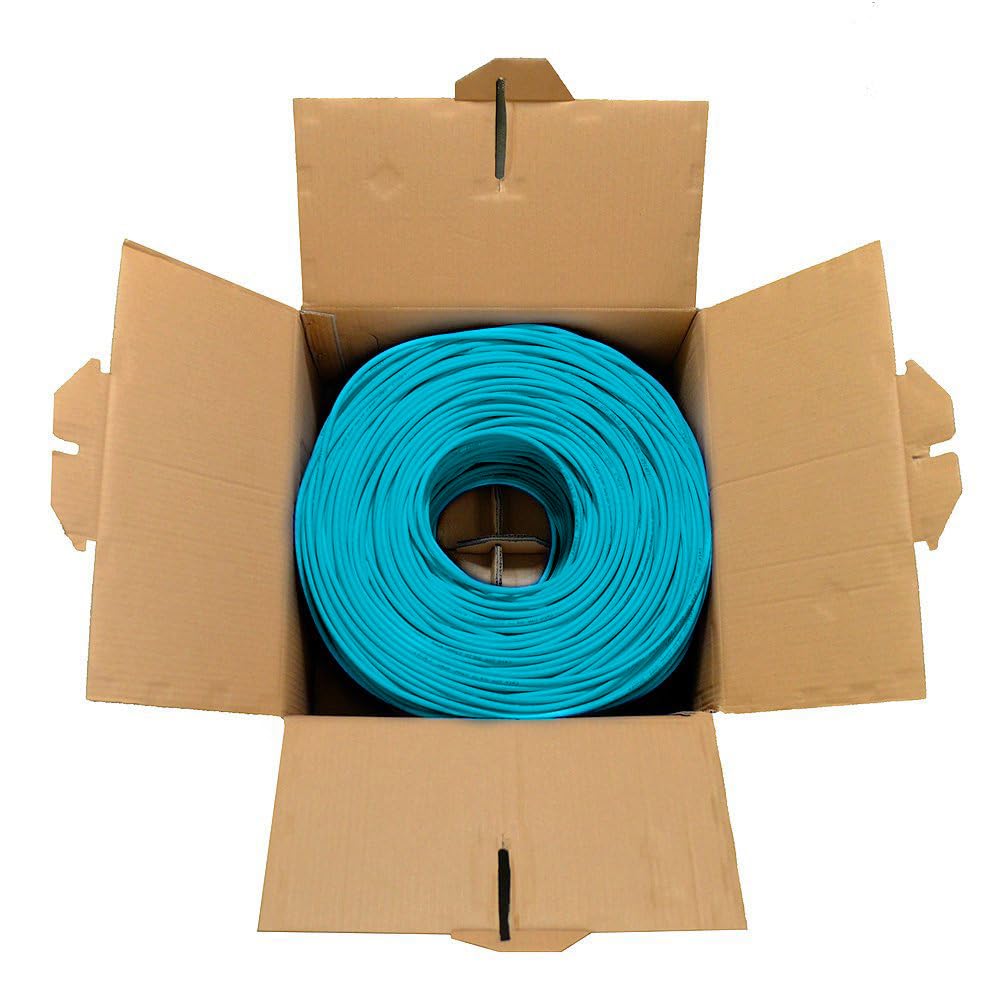 DRIPSTONE CAT6 1000ft Bulk Ethernet Cable 23AWG Solid CCA UTP 0.57mm Aqua