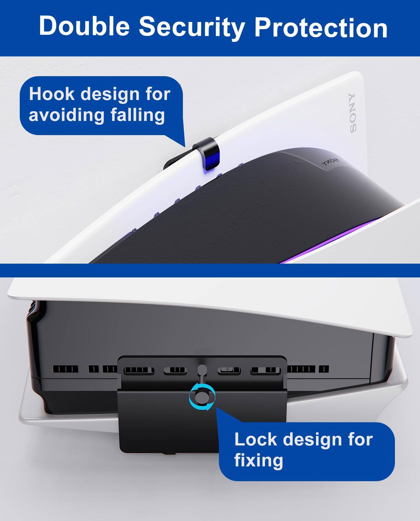 ALIENERGY PS5 Wall Mount for PlayStation 5 Console - Sleek Hidden Design for Mounting Near or Behind TV, 2 Controller & Headset Holders Included (PS5