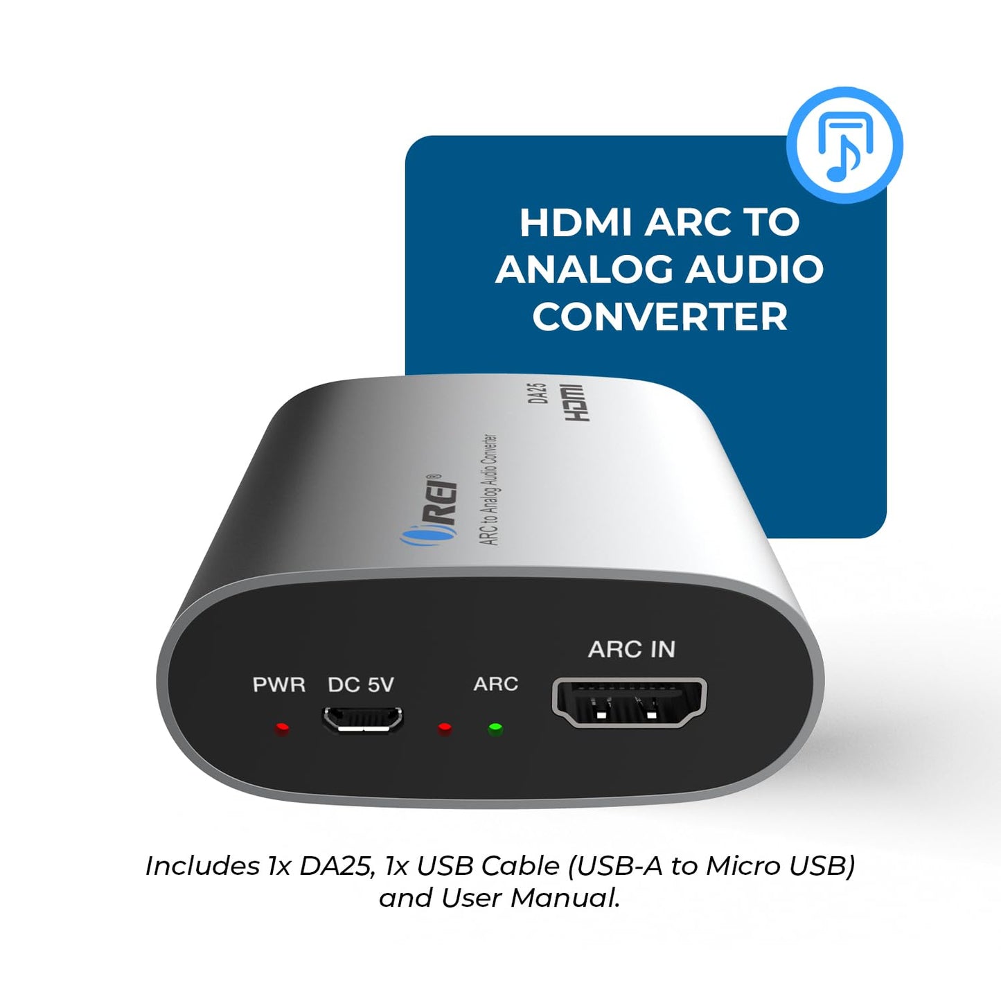 OREI HDMI eARC & ARC Audio Extractor Converter - HDMI ARC to RCA L/R Converter with 3.5mm Jack - ARC/eARC Audio Converter for Speaker, Headphone, Home