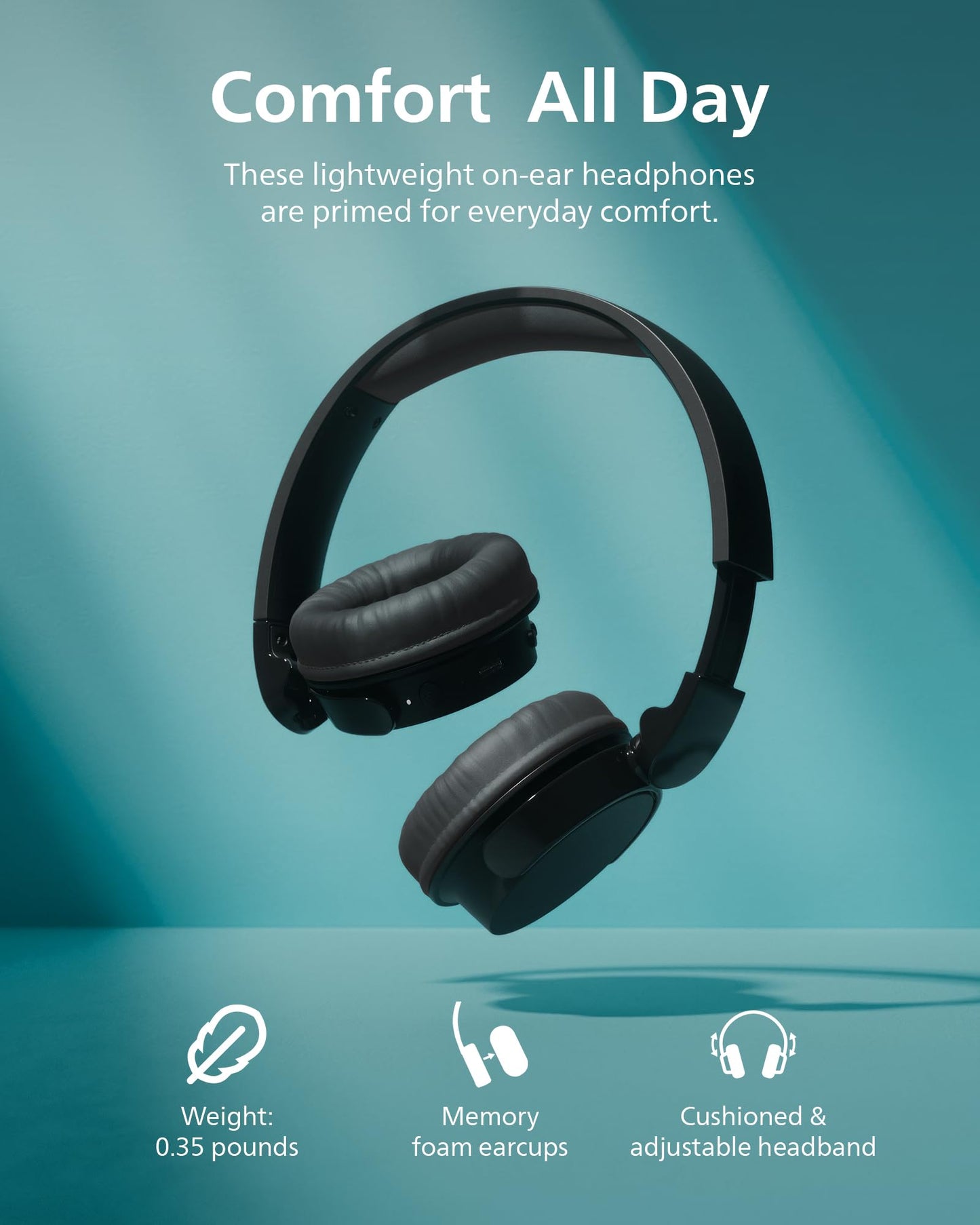 PHILIPS H3209 Wireless Headphones,On-Ear Bluetooth Headphones, Dynamic Bass, Sound Signature,Clear Call,25H Battery Life,Fast Charging,Soft Ear…