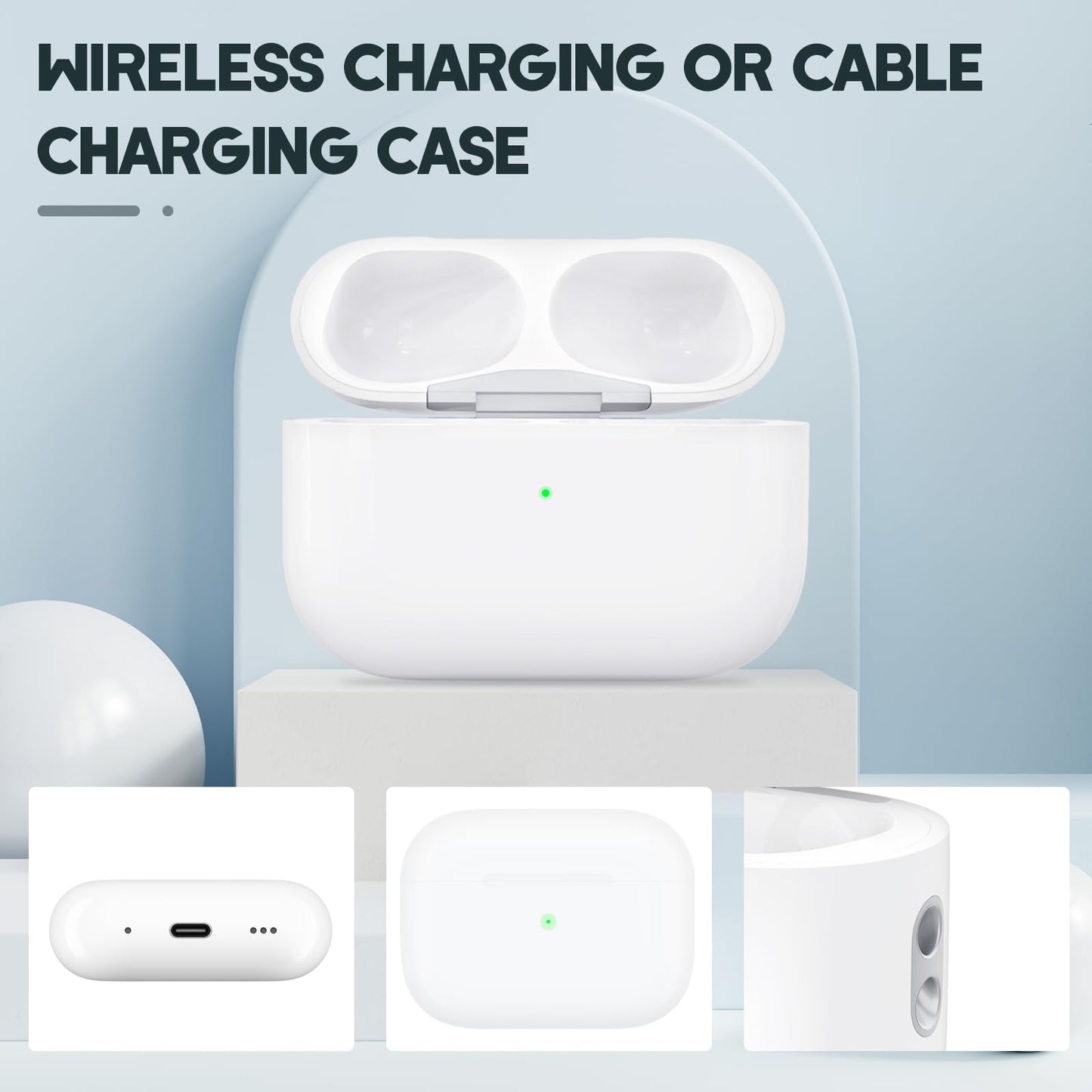 Charging Case for AirPods Pro 1st/2nd Generation, Charger Port for Airpod Pro 2nd/1st Replacement Charger Case Built-in 660 mAh Battery Support