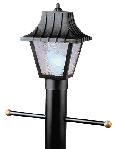Westinghouse 6687500 One-Light Hi-Impact Polycarbonate Post-Top Exterior Lantern, Black Finish with Clear Textured Acrylic Panels