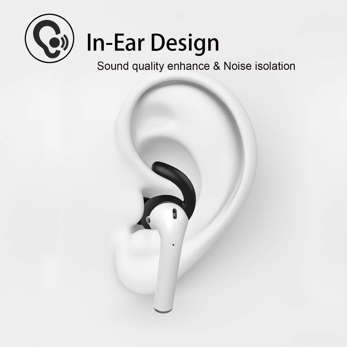 Anti-Slip Earhooks Soft Silicone Skin Compatible with Apple Airpods 2 & 1 Lightweight Sound Quality Enhancement for Headphones Outdoor Activities