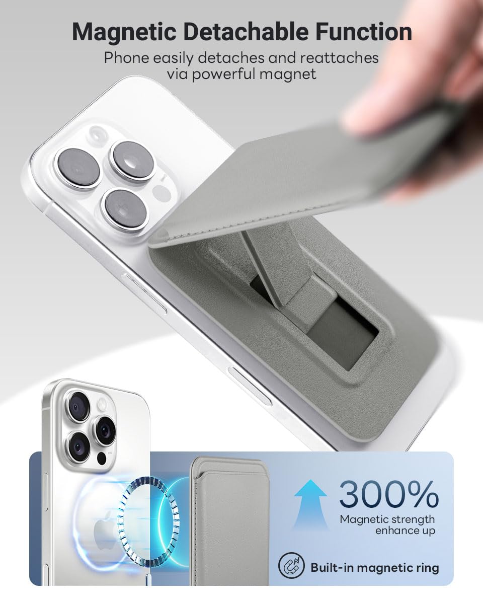 OCASE for MagSafe Wallet, Magnetic Card Holder with Adjustable Stand, PU Leather Phone Wallet for iPhone 17/16/15/14/13/12/Plus/Air/Pro/Pro Max