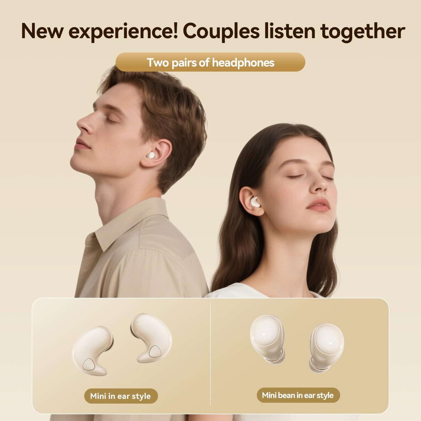 goazzzl Flat Sleep Earbuds for Side Sleepers, Invisible Mini Earbuds for Small Ear Canals, Bluetooth 5.4, 66H Battery, Noise Blocking, Waterproof, LED