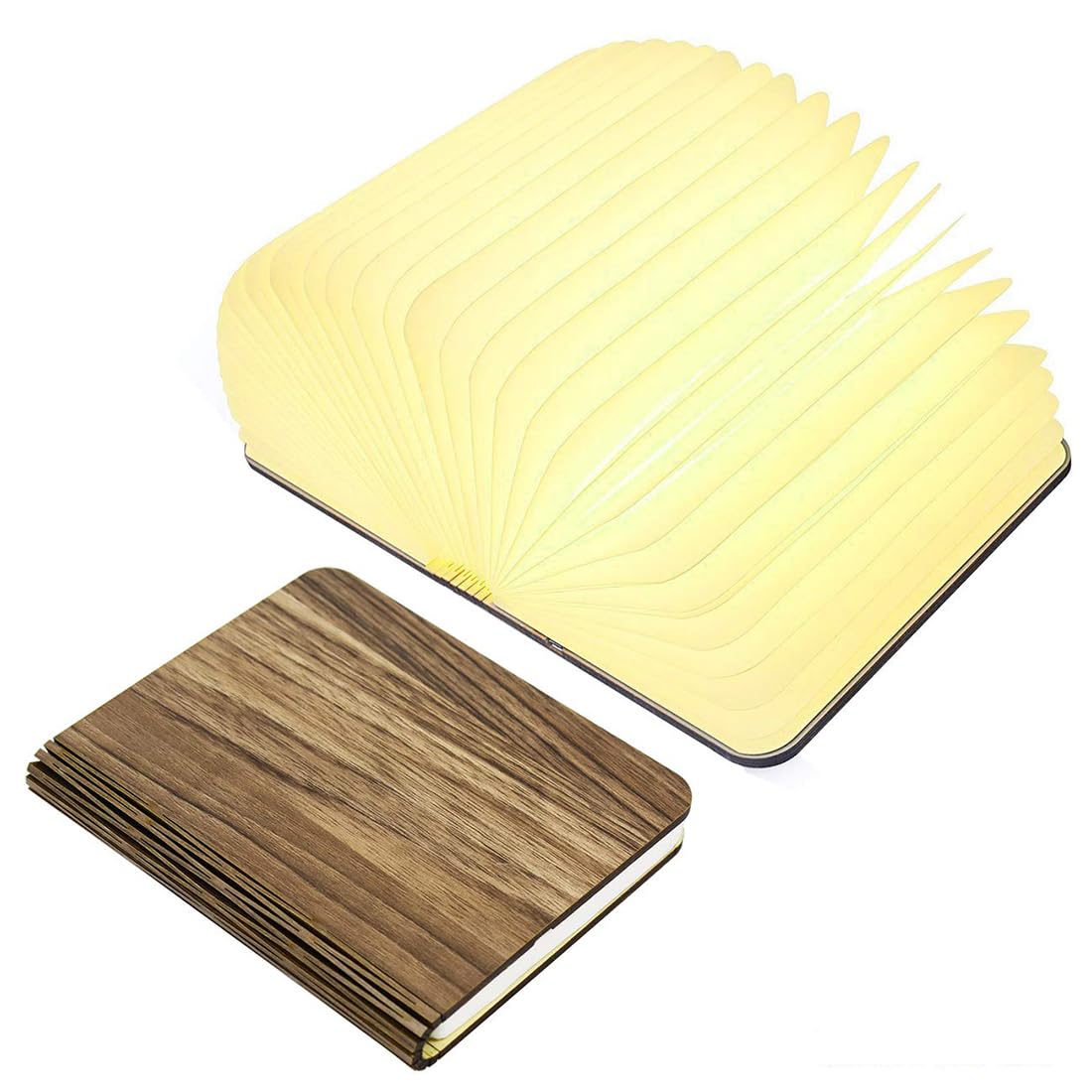 Ochangqi Wooden Book Light, Novelty Folding Book Lamp, 3 Colors Folding Night Light, Portable Desk Light USB Rechargeable Wooden Table Lamp Magnetic