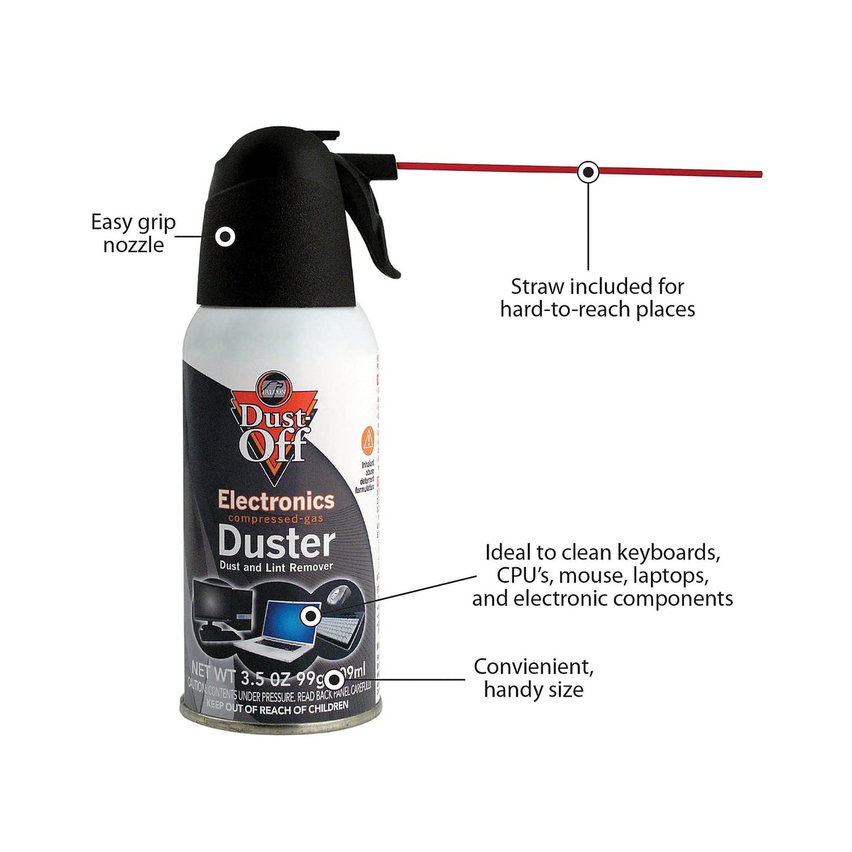 Disposable Compressed Air Duster, 3.5 oz Can