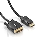 BolAAzuL DisplayPort to DVI Cable 3ft, Braided Displayport to DVI-D Male Single-Link Converter Cable 1080P DisplayPort DP Male to DVI Male Adapter