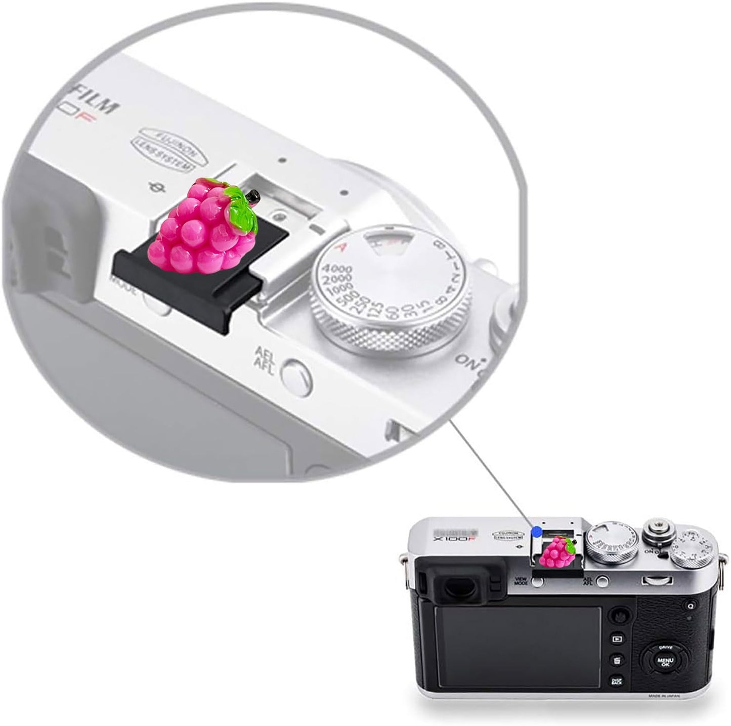 Camera Hot Shoe Cover, Cute Hot Shoe Cap, Hot Shoe Protector Compatible with Sony Fujifilm Fuji Canon Nikon Pentax Leical Panasonic (2pcs Grape Peach)