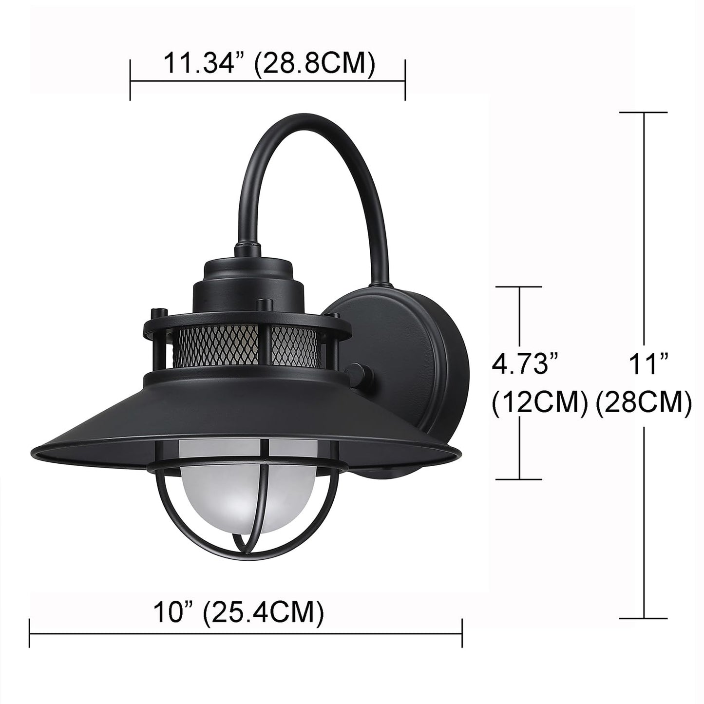 Faymart lighting Outdoor Gooseneck Barn Light Fixture with Cage - Exterior Wall Sconce Farmhouse Gooseneck Light Outdoor Porch Sconce for Garage