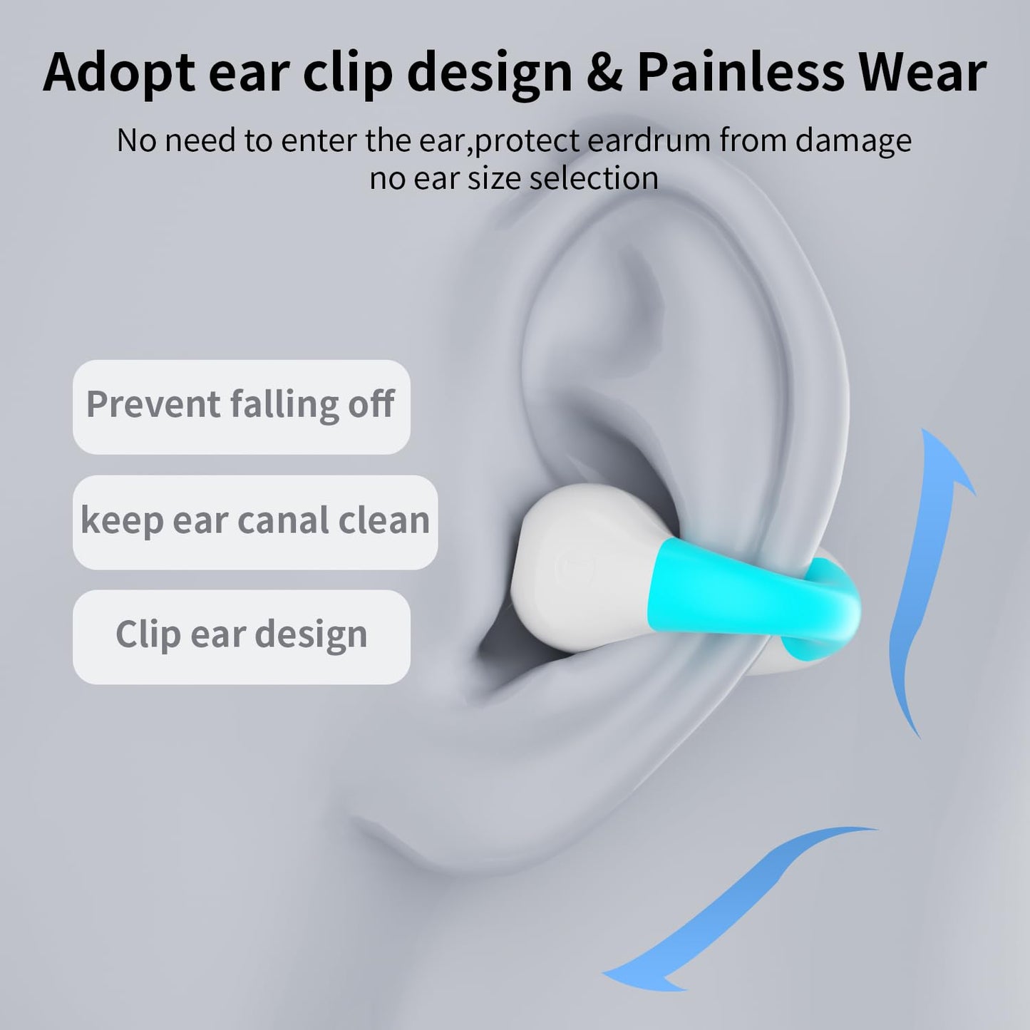 Open Ear Bone Conduction Headphones Bluetooth 5.3Wireless Clip On Earbuds with Digital Display Charging Case 60 Hours Playtime Sport Earphones