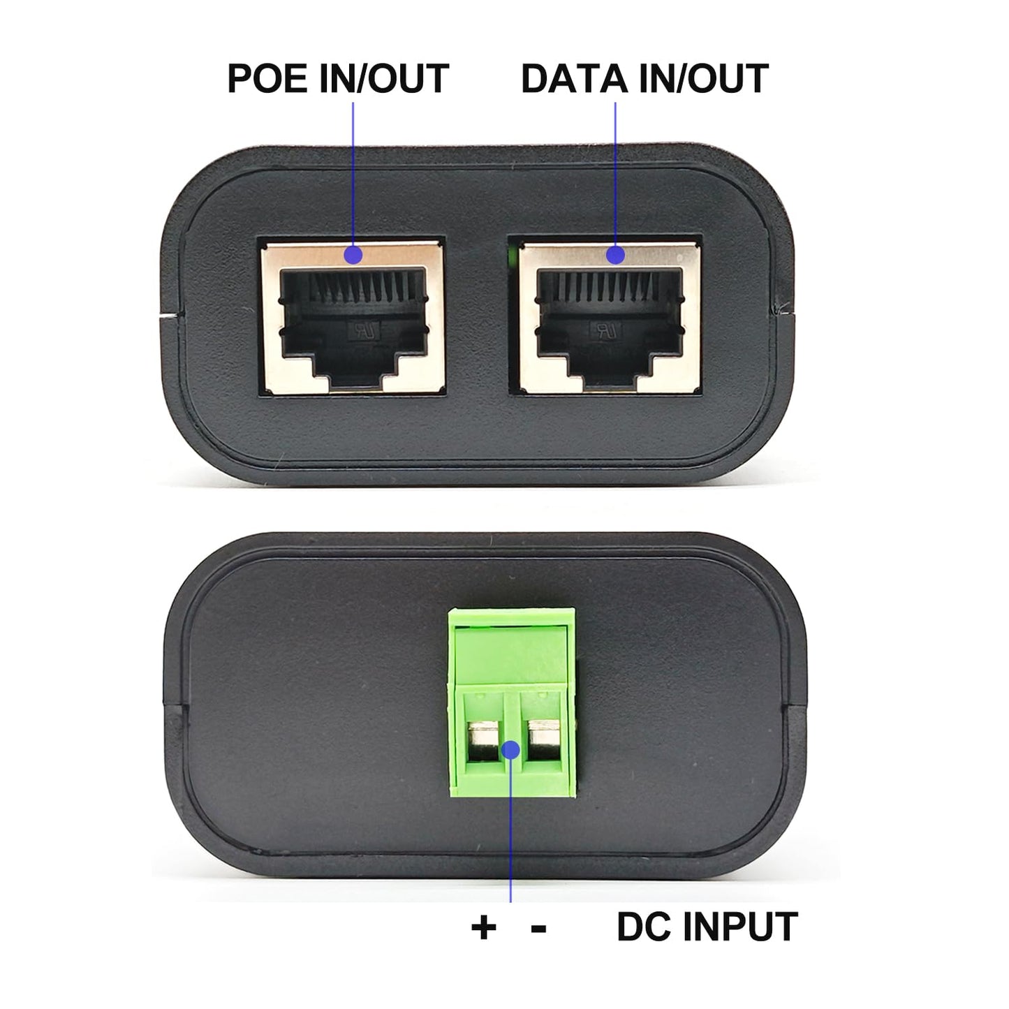 Gigabit DC PoE Injector | 12V 24V 48V (5-60V) DC Input | Max 3A 150W High Power 4 Pair Passive PoE Injector/Splitter, Compatible with Tycon Systems