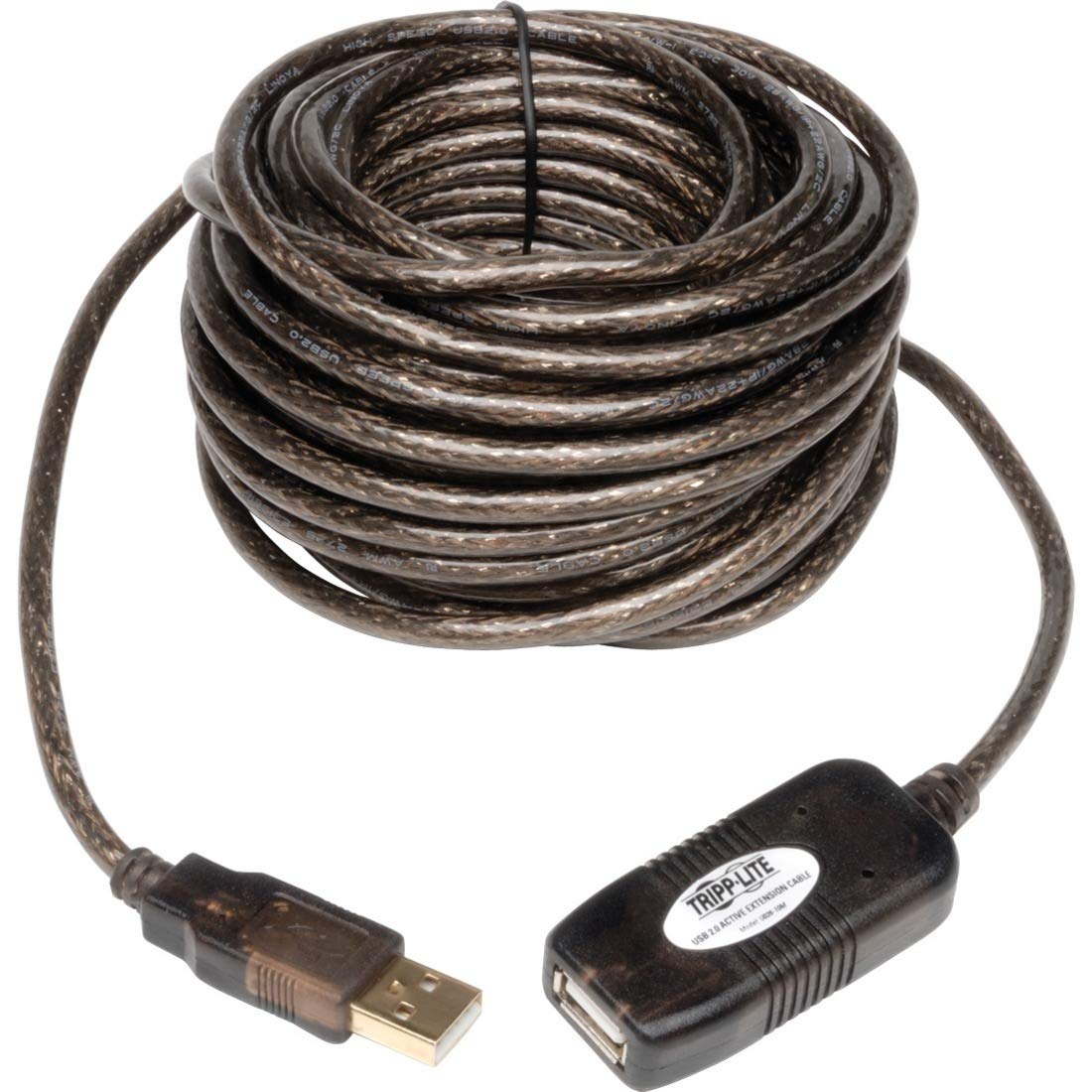 Tripp Lite USB 2.0 Hi-Speed Active Extension Repeater Cable (A M/F) 10 Meter (33-ft.) (U026-10M), Grey